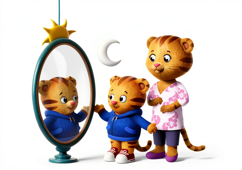 Installing Daniel Tiger Neighborhood Kindle Book for Preschool Kindergarten on a wooden desk